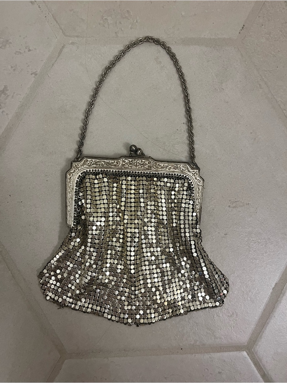 Vintage Silver Sequin Evening Handbag